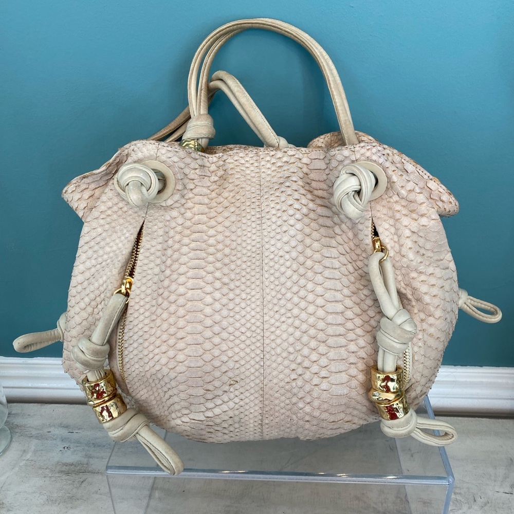 Michael Kors Python Large Green Bag With Gold Har… - image 1